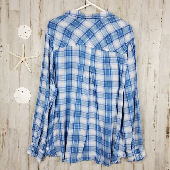 Kenneth Cole Reaction Plaid Button Down Shirt Blue & White Size 2X - Picture 2 of 11